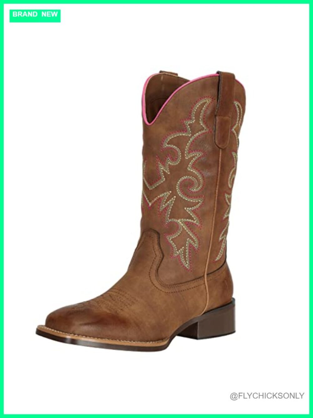 Womens Wide Mid Calf Faux Leather Square Toe Western Cowboy Boots